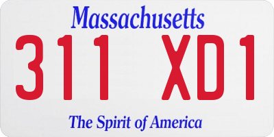 MA license plate 311XD1