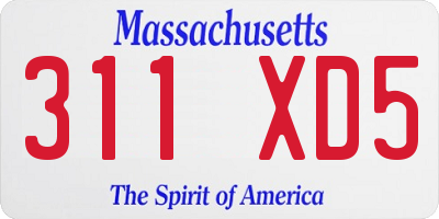 MA license plate 311XD5