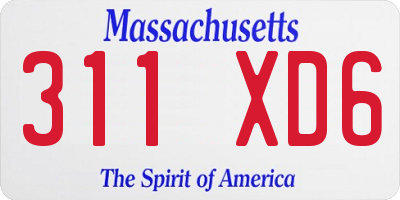 MA license plate 311XD6