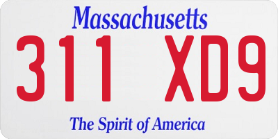 MA license plate 311XD9