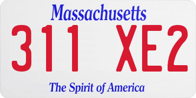 MA license plate 311XE2