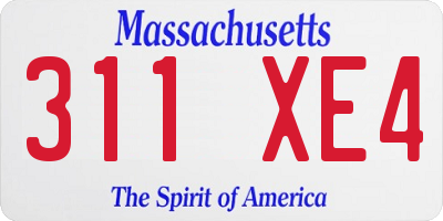MA license plate 311XE4