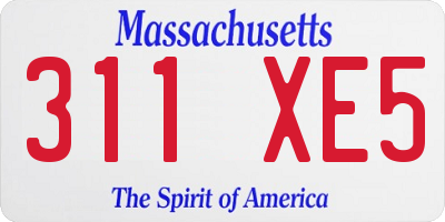 MA license plate 311XE5