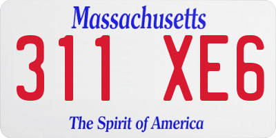 MA license plate 311XE6