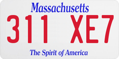 MA license plate 311XE7