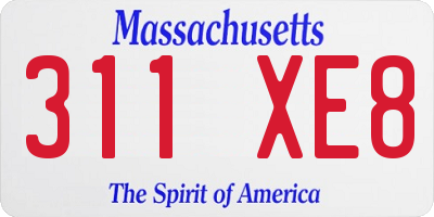 MA license plate 311XE8