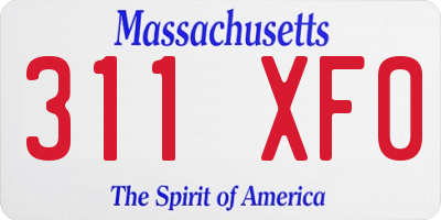 MA license plate 311XF0