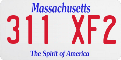 MA license plate 311XF2