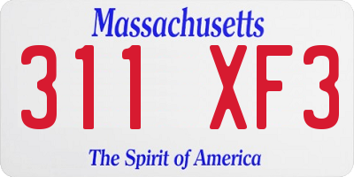 MA license plate 311XF3