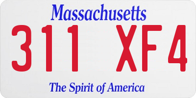 MA license plate 311XF4