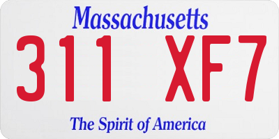 MA license plate 311XF7