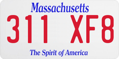 MA license plate 311XF8