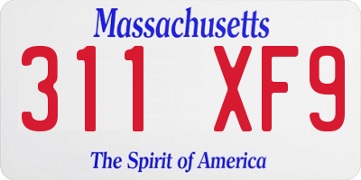 MA license plate 311XF9