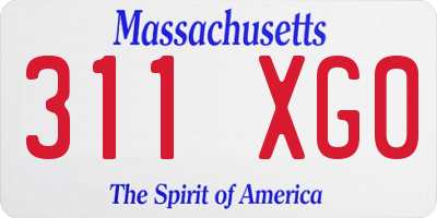 MA license plate 311XG0