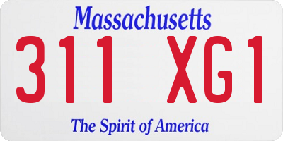 MA license plate 311XG1