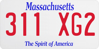 MA license plate 311XG2