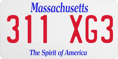 MA license plate 311XG3