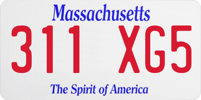 MA license plate 311XG5