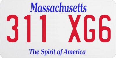MA license plate 311XG6