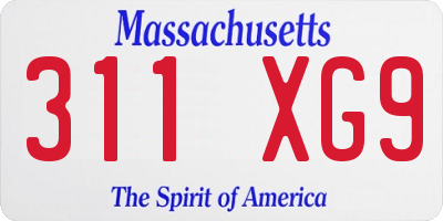 MA license plate 311XG9