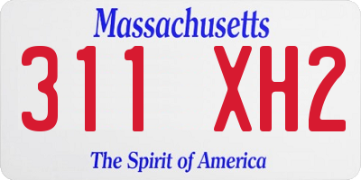 MA license plate 311XH2