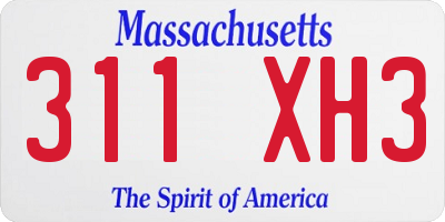 MA license plate 311XH3