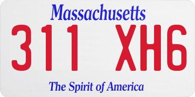 MA license plate 311XH6