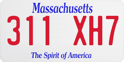 MA license plate 311XH7