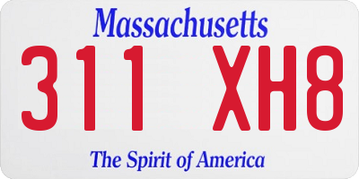 MA license plate 311XH8