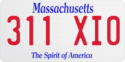 MA license plate 311XI0