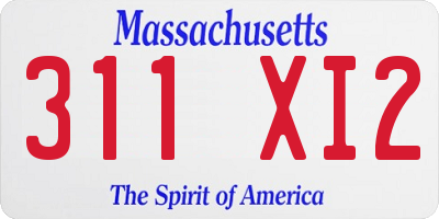 MA license plate 311XI2