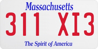 MA license plate 311XI3