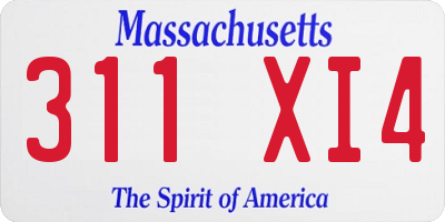 MA license plate 311XI4