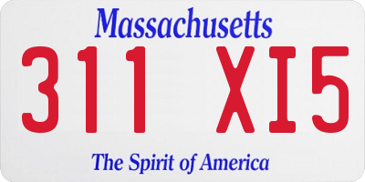 MA license plate 311XI5