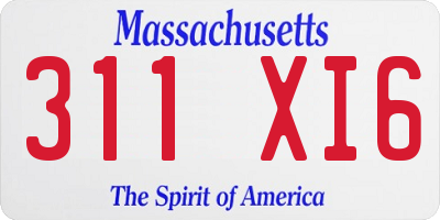 MA license plate 311XI6