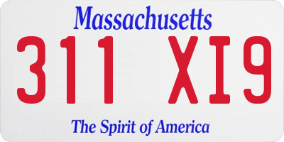 MA license plate 311XI9