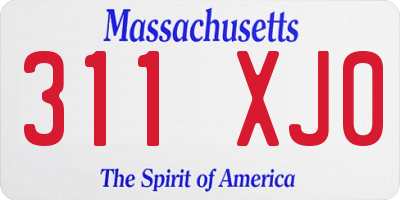 MA license plate 311XJ0