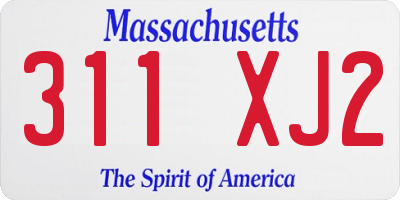 MA license plate 311XJ2
