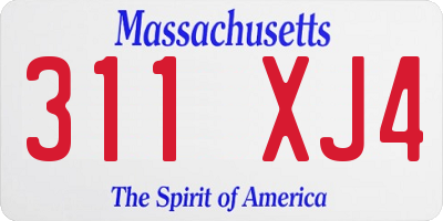 MA license plate 311XJ4