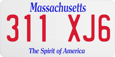 MA license plate 311XJ6