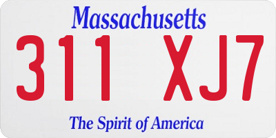 MA license plate 311XJ7