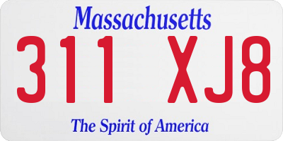 MA license plate 311XJ8