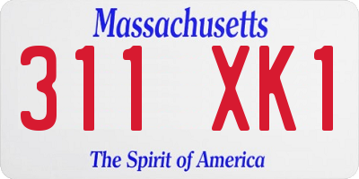 MA license plate 311XK1