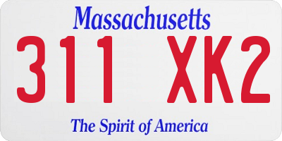 MA license plate 311XK2