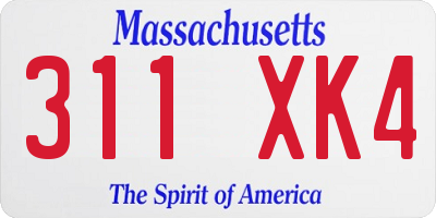 MA license plate 311XK4