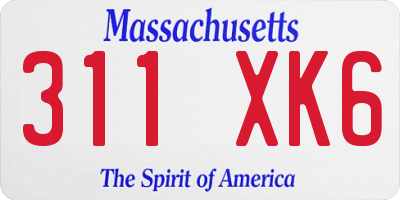 MA license plate 311XK6