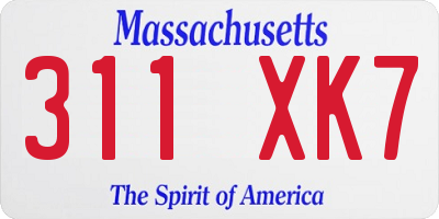 MA license plate 311XK7
