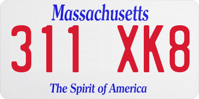 MA license plate 311XK8