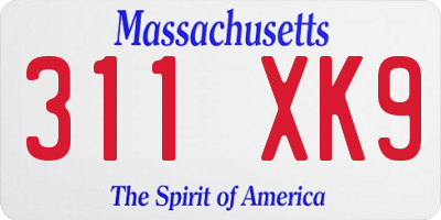 MA license plate 311XK9