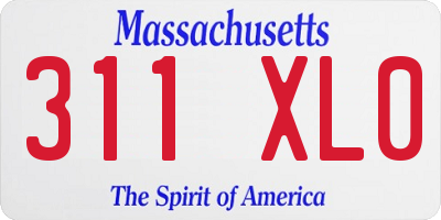 MA license plate 311XL0